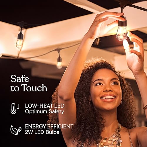Brightech Ambience Pro 105Ft LED String Lights - 2W Commercial Grade Patio Lighting Outdoor Waterproof - Heavy Duty Dimmable Vintage Edison Porch Lights for Outside, Backyard - 34 Bulbs, Soft White - style: 105 Foot - Soft White (2700K)
