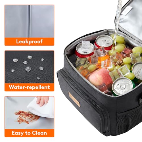 Lifewit Reusable Insulated Lunch Bag, Portable Cooler Freezable Soft Lunchbox Leakproof with Adjustable Shoulder Strap for Men Women Adult for Work Picnic or Travel, 15L 24 Can, Black - color: Black, size: Large(15l)