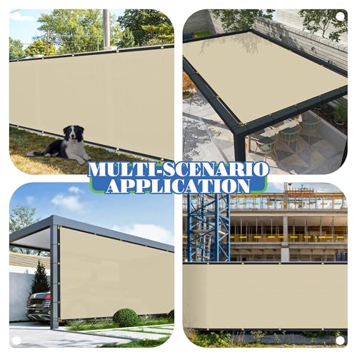 ECOOPTS 6'x3' Privacy Fence Screen Windscreen with Copper Grommets, Fit for Commercial Fence and Residential Garden Outdoor 90% UV Blockage, Cable Zip Ties Included (Beige) - color: Beige, size: 6'x3'
