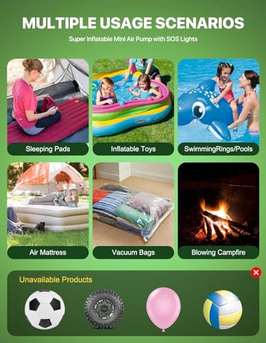 Portable Air Pump, 1600mh Battery Capacity with USB Cable, Rechargeable, for Inflating Pool Floats, Toys, Outdoor Air Beds, Vacuum Storage Bags, and Also Supports Deflation.