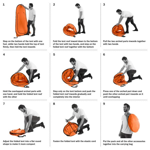 Wakeman Pop Up Changing Tent, 3.3 x 3.3 x 6.2ft, Camping Shower Tent for Portable Toilet Stall or Dressing Room with Carry Bag for Camping, Beach, or Tailgate, Polyester - color: Orange