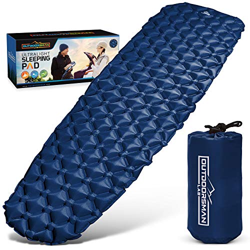 Sleeping Pad for Camping - Patented Camp Mat, Ultralight - Best Compact Inflatable Air Mattress for Adults & Kids - Lightweight Hiking, Backpacking, Outdoor & Travel Gear - color: Blue