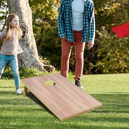 Solid Wood Cornhole Board Set, 4x2ft Regulation Cornhole Game Set with 8 Bean Bags and 2 Cornhole Boards, Premium Corn Hole Game for Adults and Family - style: 3*2 Woodgrain