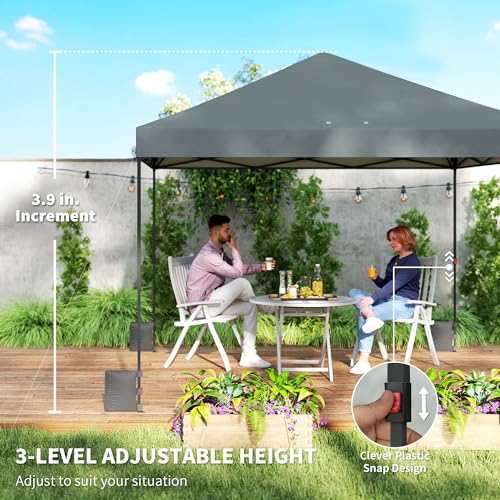 Outsunny 10 x 10 ft Pop Up Canopy Tent with One Push Setup, Easy Setup Outdoor Portable Instant Canopy Shelter with Wheeled Carry Bag, Sandbags, Adjustable Height for Parties, Events, Dark Gray - color: Dark Gray