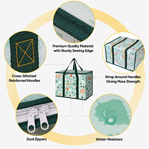 BALEINE 2Pk Insulated Reusable Grocery Bags, Collapsible Cooler Bag for Groceries, Heavy Duty Large Insulated Bag (16''x9''x13'', Spring Stroll) - color: Spring Stroll