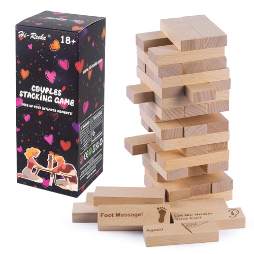 HI-REEKE Fun Couples Stacking Game Naughty Funny Wooden Block Tower Toy for Adults-48pcs