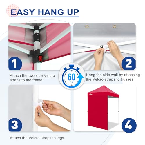 EAGLE PEAK Canopy Sidewall for 5x5 Pop Up Canopy Frame, Single Side Wall Panel Only (Fits 5x5 Straight Leg Frame, Canopy Top or Frame NOT Included), Red - color: Red