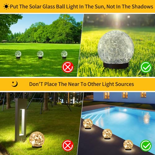 JKIMK Solar Globe Lights Outdoor Waterproof-Solar Balls Garden-Cracked Glass Ball Solar Lights Outdoor-Solar Orbs Outside-Outdoor Decorations Patio & Yard Lawn Backyard Decor - color: Warm White, size: 8 Globes