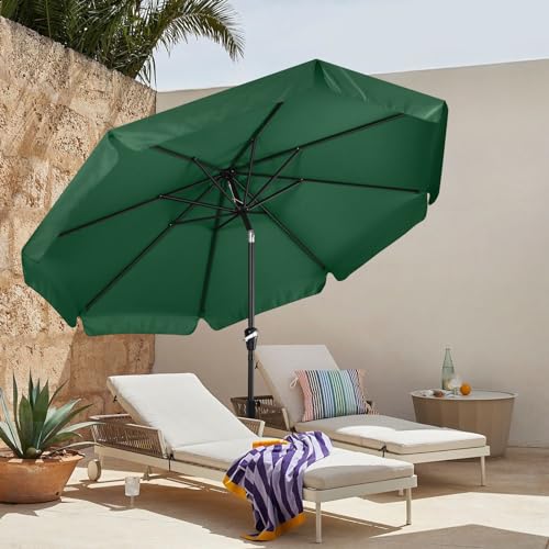 MASTERCANOPY Valance Patio Umbrella for Outdoor Table Market -8 Ribs (9ft, Forest Green) - color: Forest Green, size: 9FT