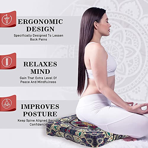 Mandala Meditation Cushion, Boho Meditation Mat, Meditation Pillows For Sitting on Floor, Cushions for Sitting in Home and Outdoor, Square Floor Pillow Cushion Seating for Yoga Accessories 22'' x 22'' - color: 01.mandala Meditation Cushion-1, size: 22x22