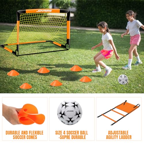 Pro-Grade Kids Backyard Soccer Goal, Tear-Resistant 5-Layer Polyester Soccer Net & 10mm Poles for Maximum Durability, 4x3ft/6x4ft/7x5ft, Pop Up Portable Soccer Training Equipment Set with Size 4 Ball - size: 7 ft x 5ft, style: Orang