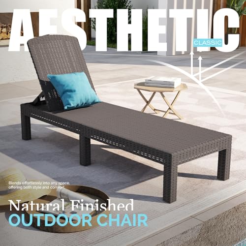 DIMAR GARDEN Beach Chairs Outdoor Chaise Lounge,Resin Pool Lounge Chair Waterproof Recliner,Mocha - color: Mocha, style: 1 Pieces