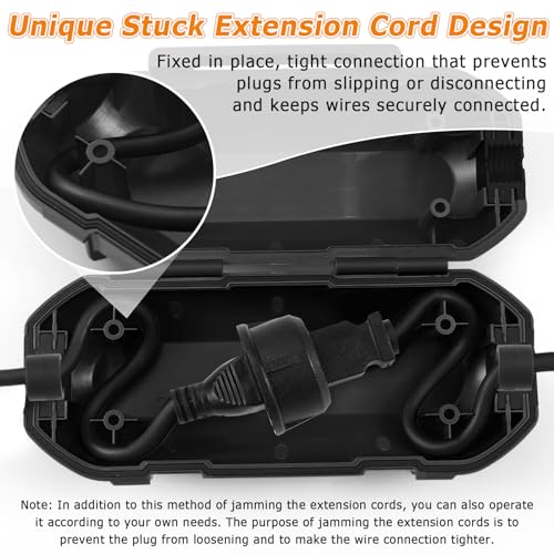 2 Pack Outdoor Extension Cord Cover,IP54,Connection Box Protects Outdoor Sockets,Plugs, Christmas Decorative Lights,Black - color: Black