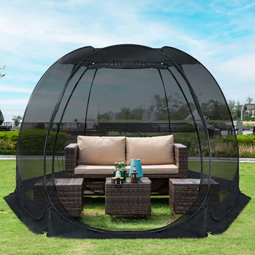 Alvantor® Pop Up Screen House, Outdoor Mosquito Mesh Tent with UV Resistant, Pop Up Canopy Easy Up, Foldable Screen Room for Camping,Backyard, Garden, Patio(Black, 12x12 FT) - color: Black, size: 12'x12'