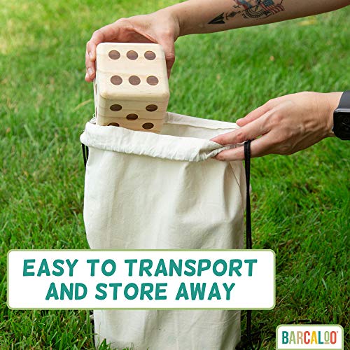 Barcaloo Yardzee Outdoor Family Games, Six 3.5" Giant Wooden Dice Games for Families (Unstained)