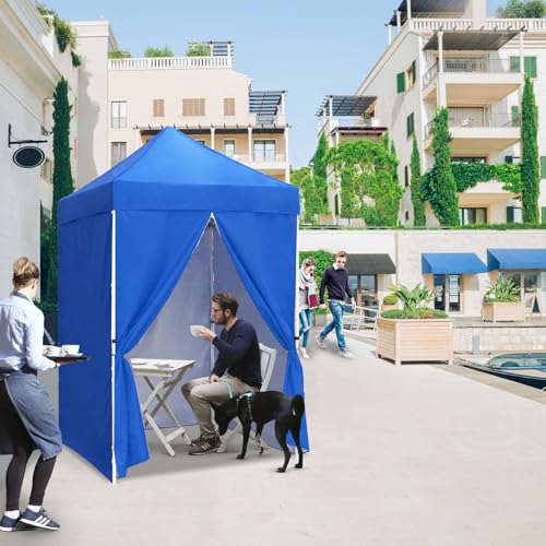 EAGLE PEAK 5x5 Instant Canopy with 4-Side Wall Panels, Small Pop up Portable Canopy Tent with Carry Bag, Light Weight Sun Shelter for Sports, Camping and Beach, Blue - color: Blue