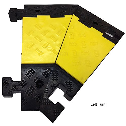 Electriduct Extreme Rubber 5 Channel Cable Protector 36" Wire Cover with 1-3/8" Channels - 45° Left Turn Black/Yellow - color: Black Base / Yellow Lid, size: Left Turn