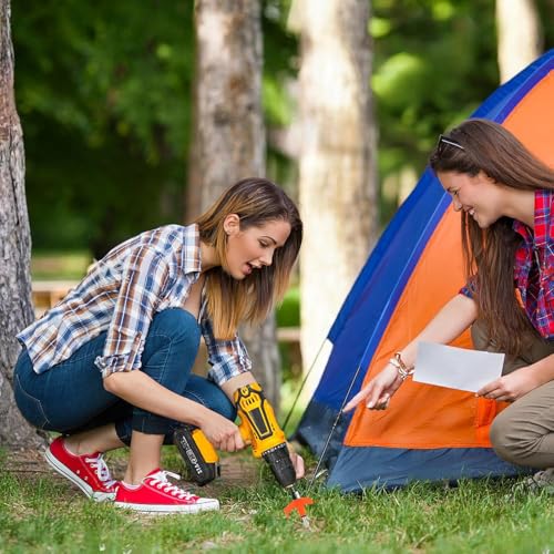 8" Screw in Tent Stakes Heavy Duty, Ground Anchors Screw in, Metal Threaded Tent Spikes, Camping Pegs for Canopies & Gardening Inflatable Decor (20 PCS Orange) - style: 20 PCS Orange