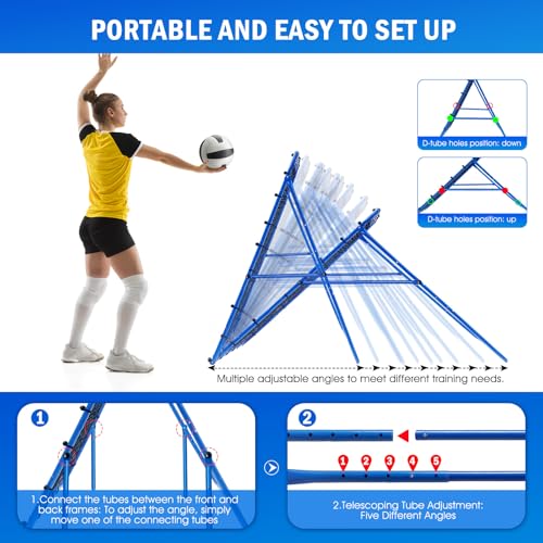 Volleyball Lacrosse Rebound Net Pro, WINTHAI Lacrosse Rebounder for Backyard, 7x4FT/6x4FT/4x4FT Bounce Back Net with Target Strike Zone, Easy Quick Setup, Volleyball Baseball Softball Soccer Training - size: 4ftx4ft