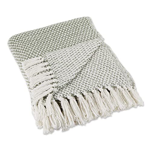 DII Woven Throw Collection 100% Cotton, Basketweave, 50x60, Artichoke Green - color: Artichoke Green, size: 50x60"
