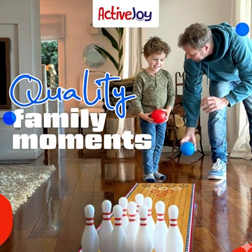 ActiveJoy - Classic & American Style Mini Kids Bowling Set - Bowling Games for Kids Indoor - Bowling Alley Toy with Lane, 10 pins, 2 Balls for Family & Friends - 2-5 Years Old. (America) - color: American