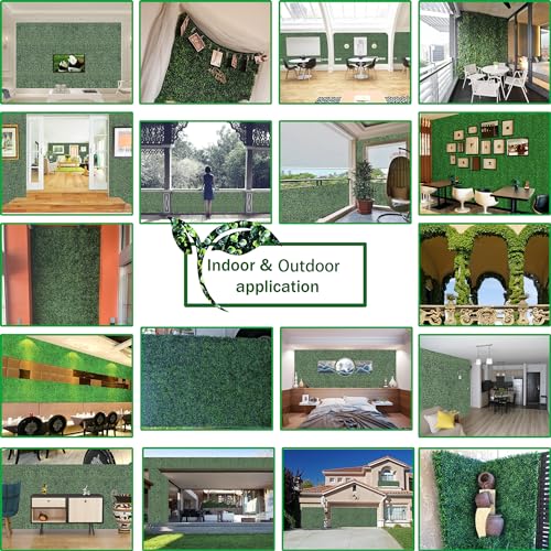 ODTORY Artificial Boxwood Roll: 60 X 120 in (50 sqft) UV-Anti Faux Ivy Boxwood Hedge Leaf Grass Wall for Patio Balcony Privacy, Garden, Backyard Greenery Wall Backdrop and Fence Decor - size: 5 ft x 10 ft- Boxwood