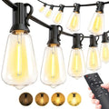 MGVIH Outdoor String Led Patio Lights: 65Ft 20M Outside Waterproof Light with Remote Dimmable ST38 Shatterproof Bulb Connectable Hanging Outdoor Electric Lighting for Backyard Yard Gazebo Porch Party - size: 65FT-Remote