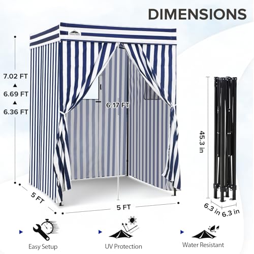 EAGLE PEAK Flex Compact 5x5 Pop-up Canopy Changing Room, Portable Privacy Dressing Room for Indoor Fashion Photoshoots, Camping, or Pool, White/Blue - color: White/Blue, size: 5x5 ft