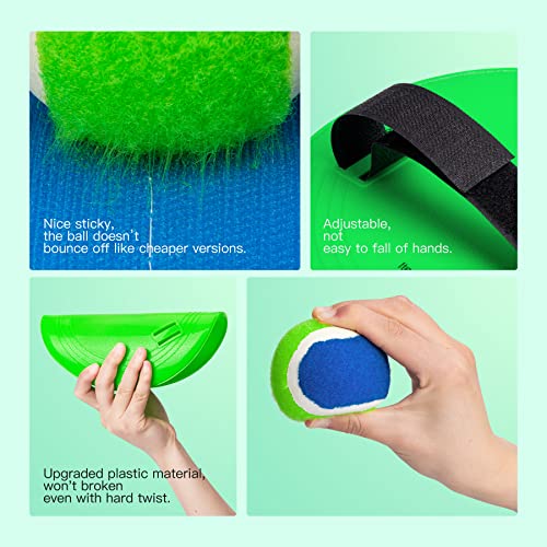 Toss and Catch Ball Game Set, Sticky Ball Paddle Catch Game for Kids, Summer Outdoor Backyard Beach Pool Yard Toy Gift for Boys Girls Ages 3-12 - color: Blue Green, size: 6 Paddles 6 Balls