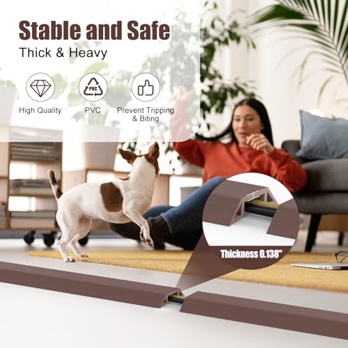 Eapele 10 ft Floor Cord Cover Heavy Duty Cable Protector, Cord Covers for Wires on Floor, Floor Cable Cover Easy to Unroll Prevent Trip Hazard for Home Office or Outdoor Settings (Brown) - color: Brown, size: 10 feet-1pc