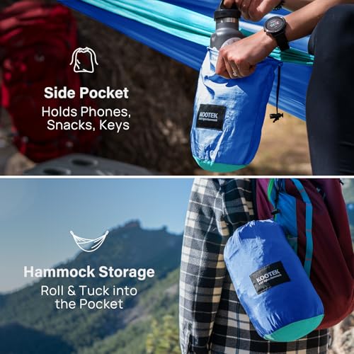 Kootek Camping Hammock, Portable Hammocks with Tree Straps & Attached Carry Bag, Camping Essentials Gear, Perfect for Outside Indoor Hiking Beach Backpack Travel - color: Royal Blue & Sky Blue, size: Large