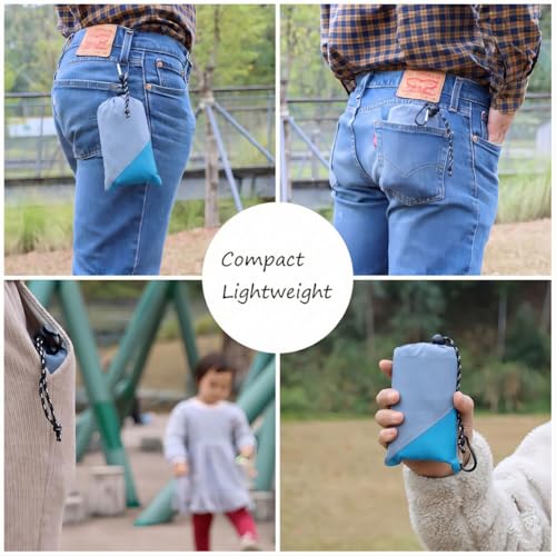 Orga'Neat Pocket Picnic Blanket, Beach Mat Waterproof Sandproof, Compact Lightweight Small Tarp for Camping, Hiking, Backpacking, Festival, Travel, Foldable in Bags (Grey/Blue, 55"x79") - color: Grey/Blue, size: 55"x79"