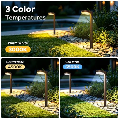 APONUO Solar Pathway Lights Outdoor, 3 Color Temperatures Selectable CCT, Focused Ground Spot Lens, Brighter Up to 12 Hrs IP65 Waterproof Path Lights for Walkway Driveway Yard Garden, Brown, 12 Pack - color: Brown, size: 12 Pack
