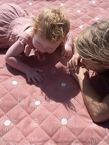 Shwally The Picnic Mat - Indoor/Outdoor Rug with Hand-Drawn Designs - Machine Washable, Water Resistant, Durable & Wipeable Material - Foldable & Easy to Carry - Large (Sunset Rose) - style: Sunset Rose