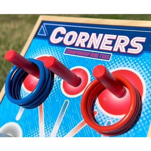 Corners Championship: Ring Toss Reinvented - Yard & Party Game, Wooden Peg Board, Competition Scoring Game, Indoor & Outdoor, Family & Friends Ages 6+