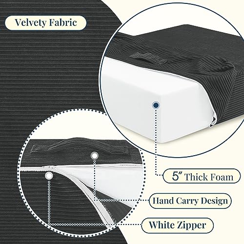 Wellsin Solid Square Floor Pillows for Adults Kids - Large Meditation Floor Pillow Seating Cushion with Thick Foam & Washable Velvet Cover, 2 Pack, 22x22x5 Inch, Gray - color: Grey, size: 2 Pack (22"x22")