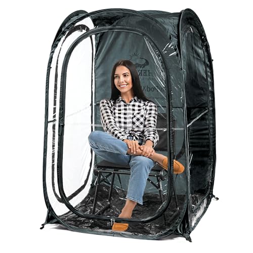 WeatherPod® Pop-Up Sports Tent 1-2 Person – Instant Setup MyPod™ Original Shark Tank All-Weather Pod Shelter for Outdoor Sports, Rain, Wind & Cold - color: Black, size: Large