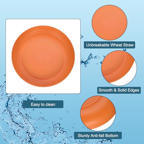 uxcell 8Pcs Plastic Plates Set, 10 Inch Unbreakable Dinner Plates Set Plastic Plates Reusable Dishwasher & Microwave Safe for Restaurants Kitchen Food Outdoor Camping, Orange - color: Orange, size: 10"