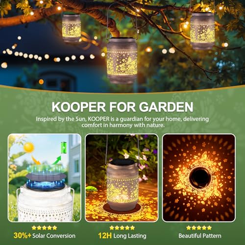 KOOPER 2 Pack Solar Lanterns Outdoor Waterproof Mothers Day Gifts for Women Mom Grandma, Metal Butterfly and Rose Hanging Solar Lantern Outdoor, 2 Modes Outdoor Decoration for Yard, Patio, Garden - size: White, style: Butterflies