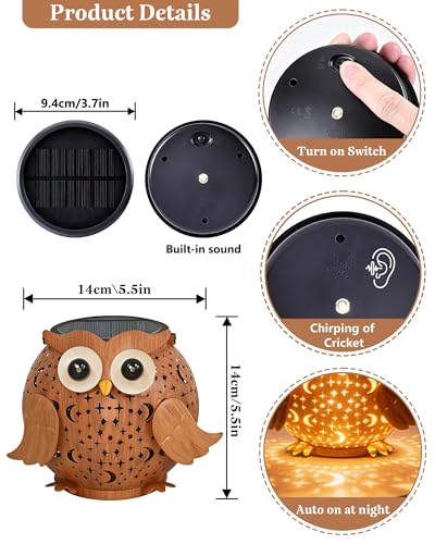 Solar Lights Outdoor Owl Garden Decor, Solar Lanterns Outdoor Waterproof Metal Hanging Lantern Solar Garden Lights for Outside Patio Yard, Lawn, Porch, Backyard Decoration - style: Owl