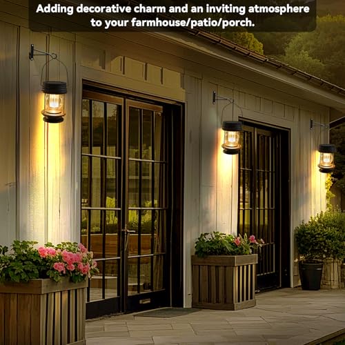 Solar Lanterns Outdoor - 2 Pack Hanging Solar Lights for Outside, Waterproof Outdoor Garden Lanterns Lamp Vintage Design for Landscape Yard Pathway Beach Pavilion Table Decoration (Warm Lights) - color: 2 Pack Warm Lights