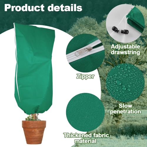 Plant Covers for Cold Nights, Frost Protection Cover for Outdoor Plants 47.2''×70.8'' Reusable Drawstring Zipper Plant Cover for Spring Frost, Shrubs, Small Trees & Potted Plants (2 Pack) - size: 47.2"×70.8"