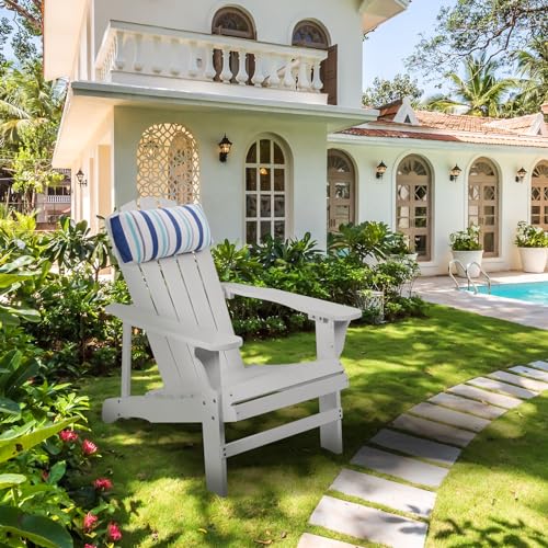 Headrest Pillow for Patio Chaise Lounge Chair, Outdoor Chaise Pillows with Adjustable Elastic Stripe Head Resting Pillows for Recliner Office Chair, Blue White Stripe 1 Pack - color: Blue White Stripe