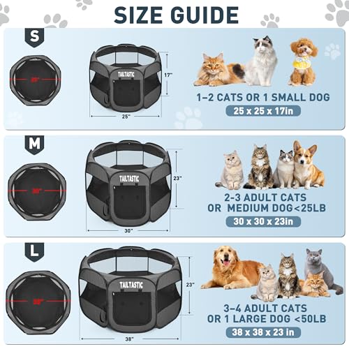 Large Cat Playpen for Multiple Cats, Extra Spacious Pet Tent Playground, Portable Dog Exercise Pen with Room for Toys & Bed, Indoor/Outdoor Enclosure for 2-3 Pets (Dark Grey, Large) - color: dark grey, size: Large