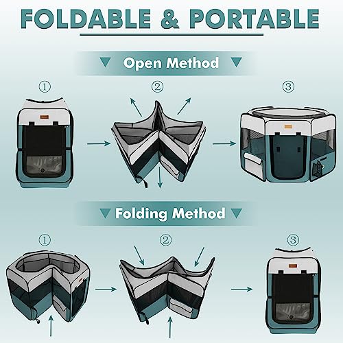 Dog Playpen, Portable Pet Play Pen for Cat, Puppies, Rabbits, Chickens, Foldable Large-Capacity Pet Tent for Indoor/Outdoor Travel Camping (Size XL Without Carry Bag) - color: Blue, size: X-Large