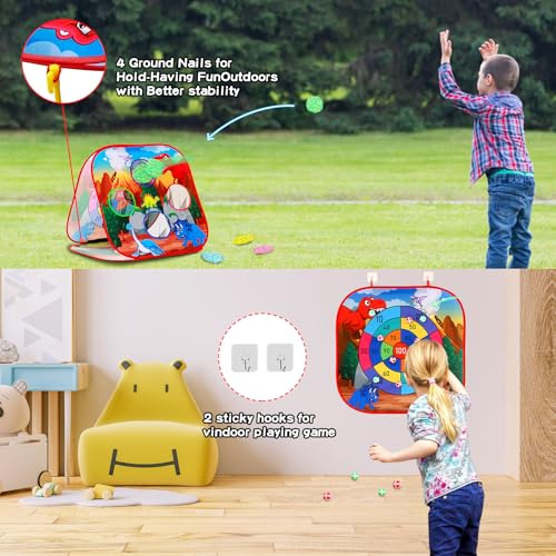 Bean Bag Toss Game Sets for Kids-3-in-1 Corn Hole Games for Kids,Kid Cornhole Game Set,Outside Backyard Outdoor Indoor Party Family Bean Bags Kid Tossing - color: Dinosaurs