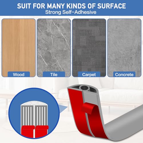 Floor Cord Cover Self Adhesive Cord Hider Floor Extension Cord Covers for Floor Power Cord Protector Cable Management Prevent Cable Trips Cable Cavity 0.32" W x 0.32" H (Grey, 20Ft) - color: Grey, size: 0.79" x 20'