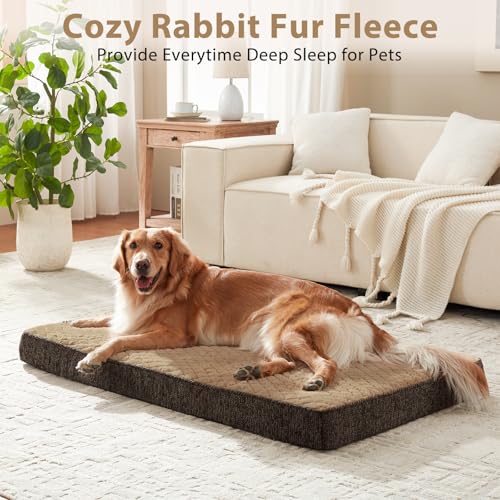 JOEJOY Orthopedic Medium Dog Bed, Washable Dog Crate Bed Medium Sized with Removable Cover, Egg Memory Foam Pet Beds, Brown, 29"x18" - color: Brown, size: M(29"x18")