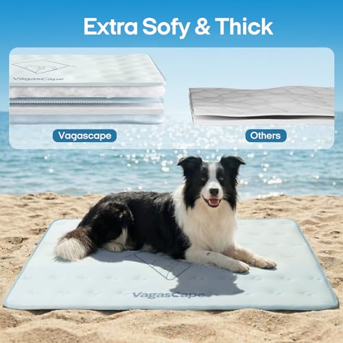 Vagascape Dog Cooling Mat 3.0 Double-Sided Usable, 47" x 28" Thick Durable Pet Cooling Mat for Extra Large Pet, Washable Cooling Mat for Dog Outdoor and Indoor - color: Blue, size: L(47“×28“)