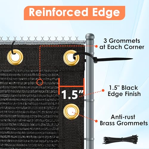 iCover 4x50ft Privacy Screen Fence, Outdoor Fencing Panels, Garden Windscreen Mesh Shade Sail Net Barrier, Include Reinforced Bindings and Brass Grommets Cable Zip Ties, Black - color: Black, size: 4x50ft